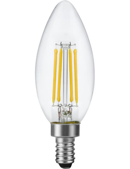 SPL LED E12 Filament Candle C35x100mm 230V 470Lm 4.4W 2700K 927 360° AC Clear Dimmable 2700K Dimmable - LX129147027