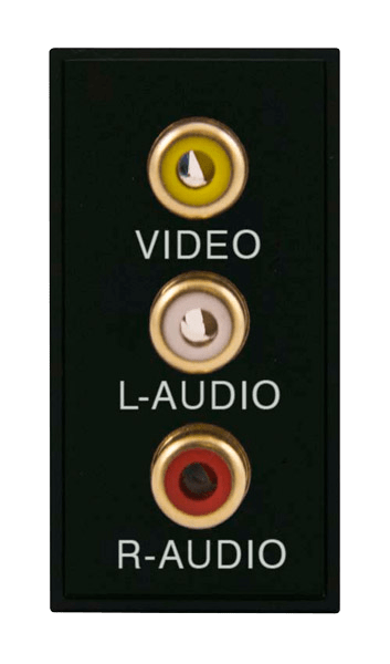 Scolmore MM491BK 25 x 50mm Triple RCA Module With Screw Terminals - Black