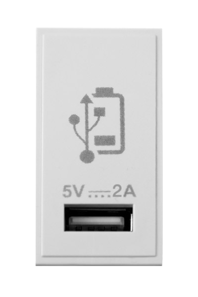 Scolmore MM515WH NEW MEDIA SINGLE 2A USB CHARGING MODULE - WHITE
