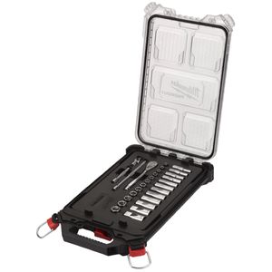 MILWAUKEE 1/4 RATCHET AND SOCKET PACKOUT METRIC SET  - 28 PC