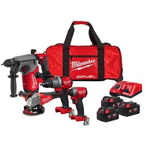 MILWAUKEE M18 FUEL PROMO POWERPACK - DRILLS - DRIVER - GRINDER - CHARGER - BATTERIES - FULL KIT - M18FPP4Z-503B