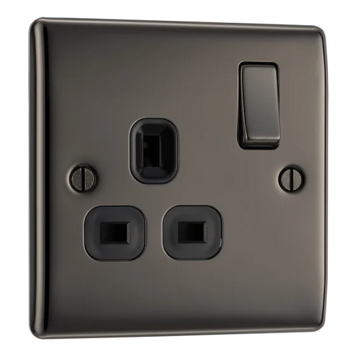 BG Nexus NBN21B Black Nickel 13A 1 Gang Double Pole Switched Socket BG Nexus Metal - Black Nickel BG - Sparks Warehouse