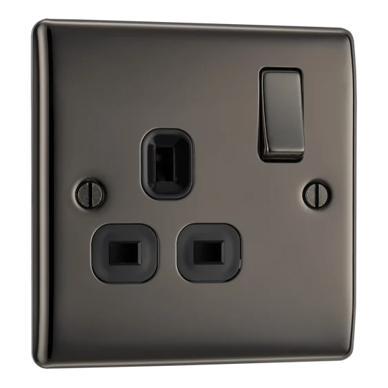 BG Nexus NBN21B Black Nickel 13A 1 Gang Double Pole Switched Socket BG Nexus Metal - Black Nickel BG - Sparks Warehouse