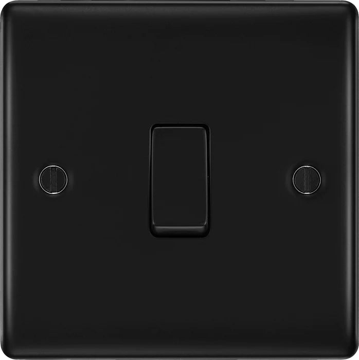 BG Nexus NFB13 Matt Black Intermediate10AX Plate Switch