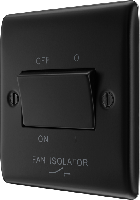 BG Nexus NFB15 Metal Fan Isolator Switch TP 10A - Matt Black + Black Rocker
