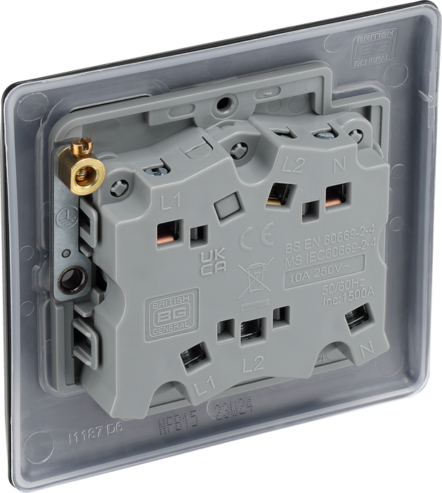 BG Nexus NFB15 Metal Fan Isolator Switch TP 10A - Matt Black + Black Rocker