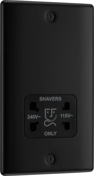 BG Nexus NFB20B Matt Black Shaver Socket 115/230V Dual Voltage