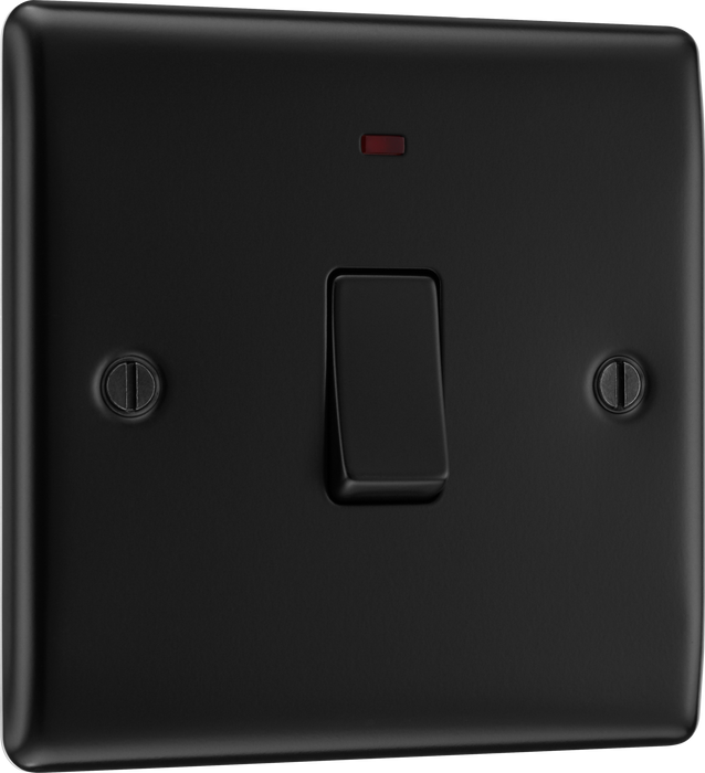 BG Nexus NFB31 Matt Black 20A Double Pole Switch With Power Indicator