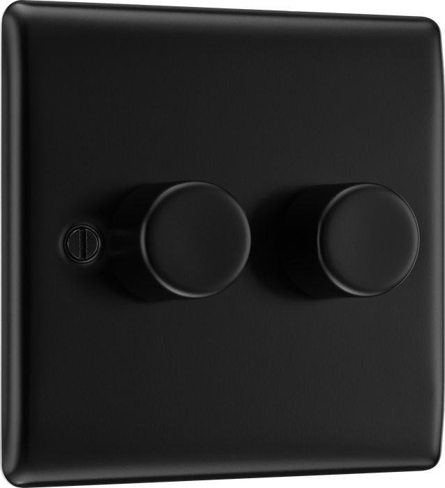 BG Nexus NFB82 Matt Black 2 Gang 2 Way Push LED Dimmer