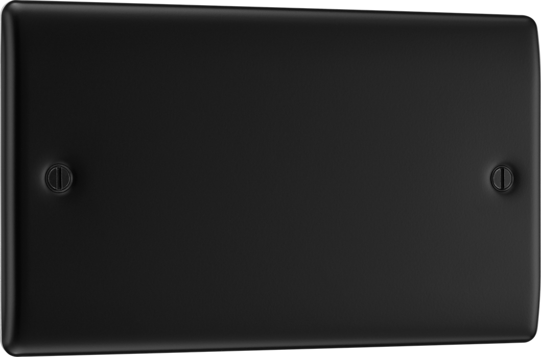 BG Nexus NFB95 Matt Black 2 Gang Blank Plate