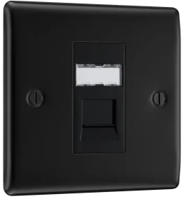 BG Nexus NFBRJ451 Matt Black 1 Gang RJ45 Data Outlet Socket With IDC Window