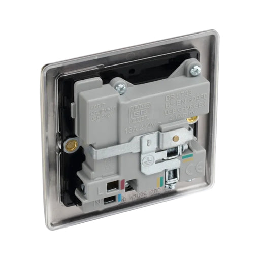 BG Nexus NAB21U2B Antique Brass 13A 1G Socket with Black Insert and 2 x 2.1A USB Bg Nexus Metal - Antique Brass BG - Sparks Warehouse