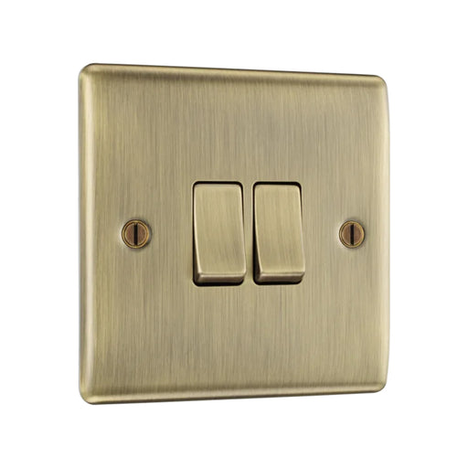 BG Nexus NAB42 Metal Antique Brass 10AX 2 Gang 2 Way Switch Bg Nexus Metal - Antique Brass BG - Sparks Warehouse