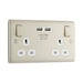 BG Nexus NPR22U3W Metal Pearl Nickel Double Plug Socket Switched 2 Gang White 2 x USB - DISCONTINUED BG Nexus Metal - Pearl Nickel BG - Sparks Warehouse