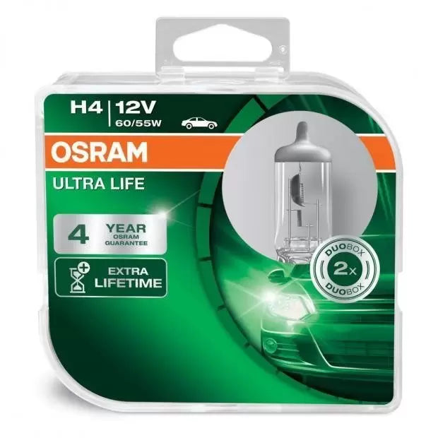 Osram 64193ULT-HCB  P43t 3200K Ultra Life 60/55W H4 (472)  2 Halogen Bulbs