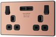 BG Evolve - PCDCP22U3B - Polished Copper (Black) Double Switched 13A Power Socket + 2 X USB (3.1A) BG - Evolve - Screwless Polished Copper BG - Sparks Warehouse
