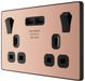 BG Evolve - PCDCP22U3B - Polished Copper (Black) Double Switched 13A Power Socket + 2 X USB (3.1A) BG - Evolve - Screwless Polished Copper BG - Sparks Warehouse