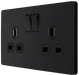 BG Evolve - PCDMB22B 2 Gang Matt Black Switched Screwless 13amp Plug Socket BG - Evolve - Screwless Matt Black BG - Sparks Warehouse