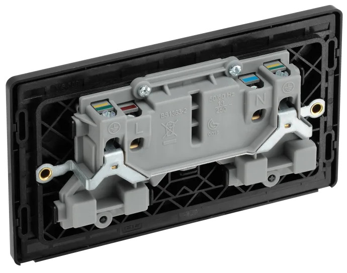 BG Evolve - PCDMB22B 2 Gang Matt Black Switched Screwless 13amp Plug Socket BG - Evolve - Screwless Matt Black BG - Sparks Warehouse