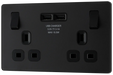 BG Evolve - PCDMB22U3B - Matt Black (Black) Double Switched 13A Power Socket + 2 X USB (3.1A) BG - Evolve - Screwless Matt Black BG - Sparks Warehouse