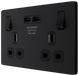 BG Evolve - PCDMB22U3B - Matt Black (Black) Double Switched 13A Power Socket + 2 X USB (3.1A) BG - Evolve - Screwless Matt Black BG - Sparks Warehouse