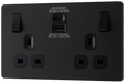 BG Evolve - PCDMB22UAC30B - Matt Black (Black) Double Switched 13A Power Socket + USB C 30W + USB A (2.1A) BG - Evolve - Screwless Matt Black BG - Sparks Warehouse