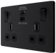 BG Evolve - PCDMB22UAC30B - Matt Black (Black) Double Switched 13A Power Socket + USB C 30W + USB A (2.1A) BG - Evolve - Screwless Matt Black BG - Sparks Warehouse