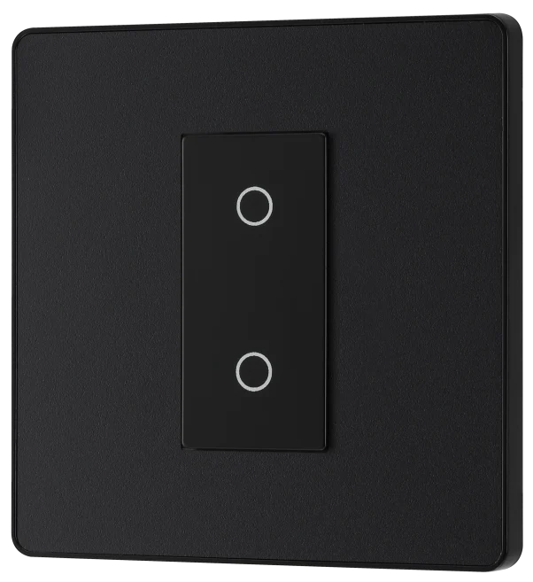 BG Evolve - PCDMBTDS1B - Matt Black (Black) 200W Single Touch Dimmer Switch, 2-Way Secondary BG - Evolve - Screwless Matt Black BG - Sparks Warehouse