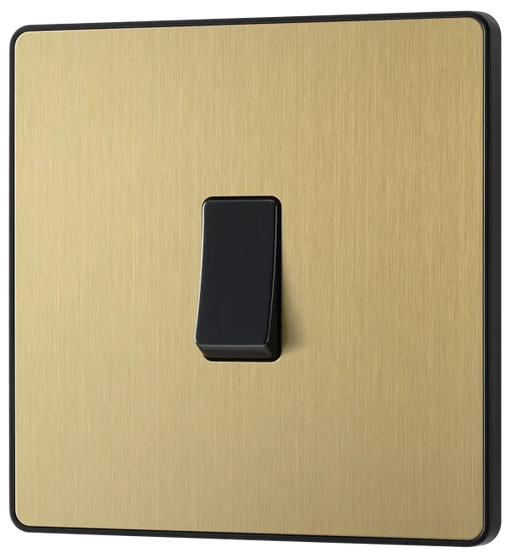 BG Evolve - PCDSB12B - Brushed Brass (Black) Single Light Switch, 20A 16AX, 2 Way BG - Evolve - Screwless Brushed Brass BG - Sparks Warehouse