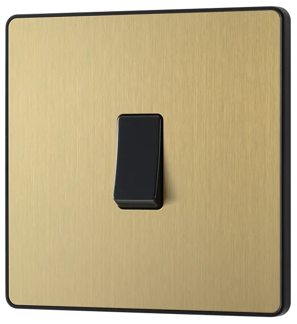 BG Evolve - PCDSB12B - Brushed Brass (Black) Single Light Switch, 20A 16AX, 2 Way BG - Evolve - Screwless Brushed Brass BG - Sparks Warehouse