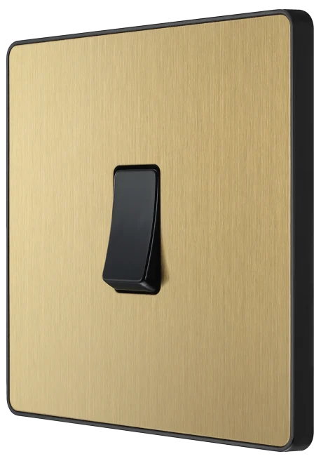 BG Evolve - PCDSB12B - Brushed Brass (Black) Single Light Switch, 20A 16AX, 2 Way BG - Evolve - Screwless Brushed Brass BG - Sparks Warehouse