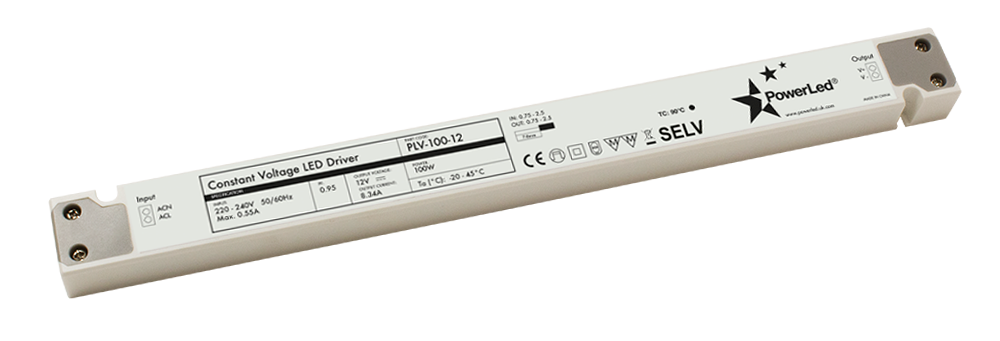 PLV-150-12 150W 12V Slimline Non Dimmable IP20 POWERLED - Easy Control Gear