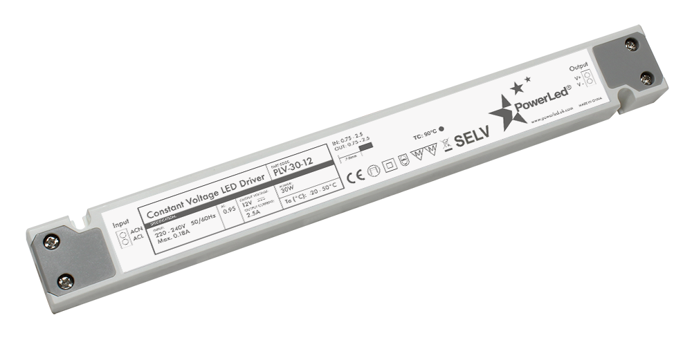 PLV-30-12 30W 12V Slimline Non Dim IP20 POWERLED - Easy Control Gear