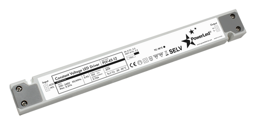 PLV-45-12 Slimline 45W 12V Powerled Non Dimmable LED Driver POWERLED - Easy Control Gear