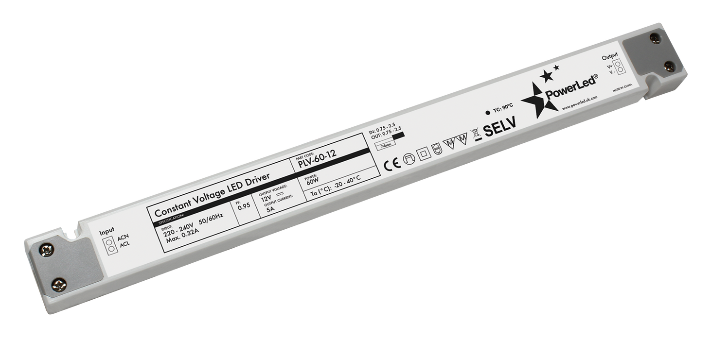 PLV-60-12 60W 12V Slimline Non dim POWERLED - Easy Control Gear