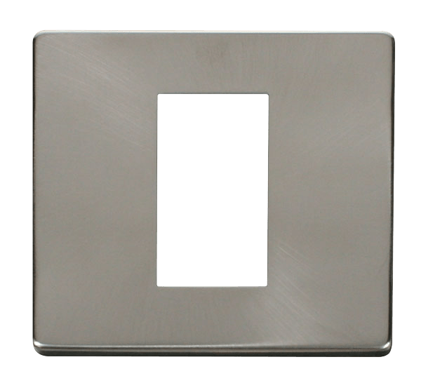 Scolmore SCP310BS 1 Gang Plate Single Media Module Cover Plate - Brushed Stainless