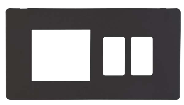 Scolmore SCP31102BK Hotel Accessory Plate - 2 Gang Gridpro Frontplate With Twin New Media Aperture Cover Plate