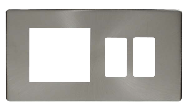 Scolmore SCP31102BS Hotel Accessory Plate - 2 Gang Gridpro Frontplate With Twin New Media Aperture Cover Plate