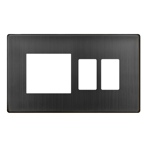 Scolmore SCP31102BZ 2 GANG GRIDPRO WITH TWIN NEW MEDIA APERTURE COVER PLATE - MATT BRONZE