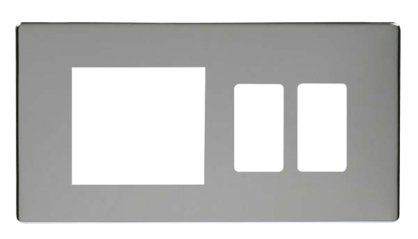 Scolmore SCP31102CH Hotel Accessory Plate - 2 Gang Gridpro Frontplate With Twin New Media Aperture Cover Plate