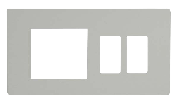 Scolmore SCP31102PW Hotel Accessory Plate - 2 Gang Gridpro Frontplate With Twin New Media Aperture Cover Plate