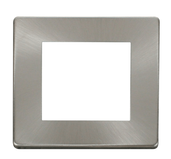 Scolmore SCP311BS 1 Gang Plate Twin Media Module Cover Plate - Brushed Stainless