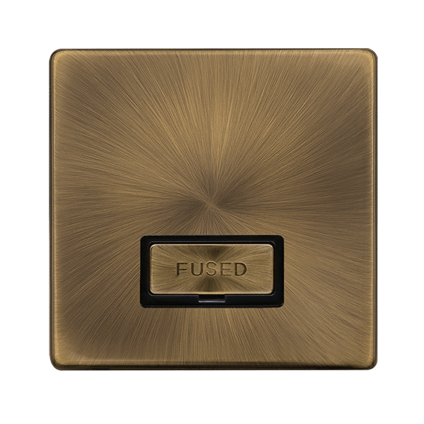 Scolmore SFAB750BK 13A INGOT FUSED CONNECTION UNIT - ANTIQUE BRASS COVER PLATE - BLACK INSERT