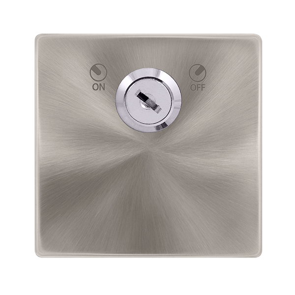 Scolmore SFBS660 20A DOUBLE POLE KEY LOCKABLE SWITCH - BRUSHED STEEL COVER PLATE