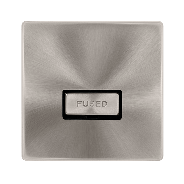 Scolmore SFBS750BK 13A INGOT FUSED CONNECTION UNIT - BRUSHED STEEL COVER PLATE - BLACK INSERT
