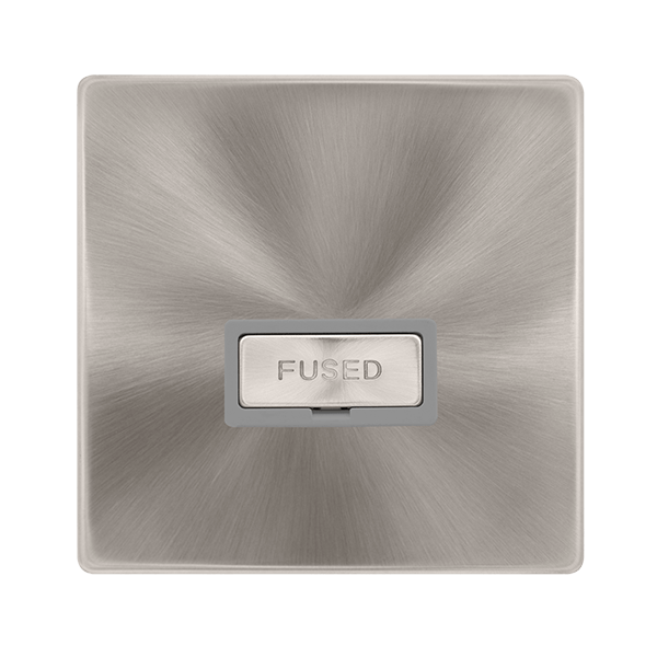 Scolmore SFBS750GY 13A INGOT FUSED CONNECTION UNIT - BRUSHED STEEL COVER PLATE - GREY INSERT