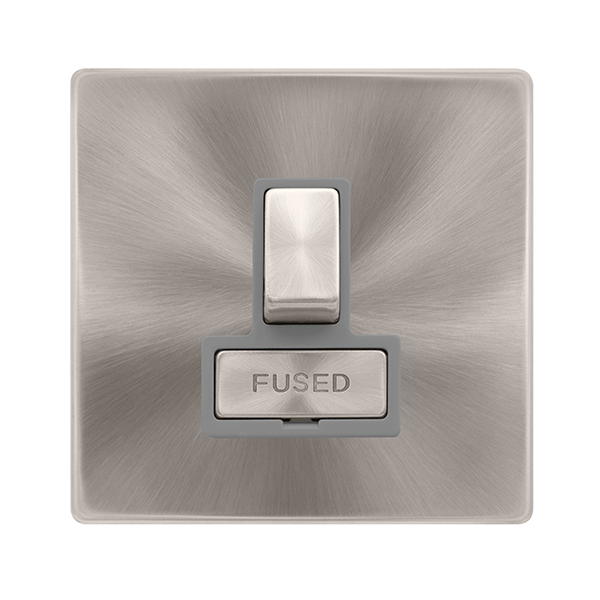 Scolmore SFBS751GY 13A INGOT SWITCHED FUSED CONNECTION UNIT - BRUSHED STEEL COVER PLATE - GREY INSERT