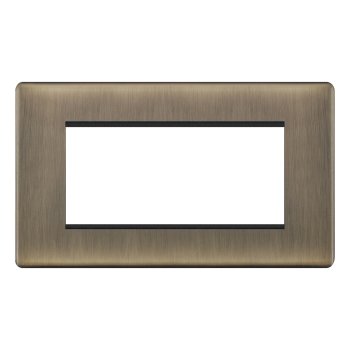 Selectric 5M-Plus Antique Brass 2 Gang Euro Plate with Quad Aperture