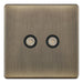 Selectric 5M-Plus Antique Brass 2 Gang TV/FM Socket with Black Insert