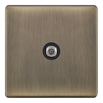 Selectric 5M-Plus Antique Brass 1 Gang Satellite Socket with Black Insert